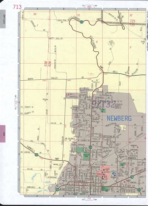 Map of Newberg city, Oregon,detailed map with highways streets shopping centers