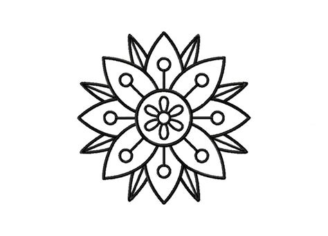 Layered Flower Doodle Outline Machine Embroidery Design – Daily Embroidery