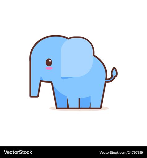 Cute little blue elephant cartoon comic character Vector Image