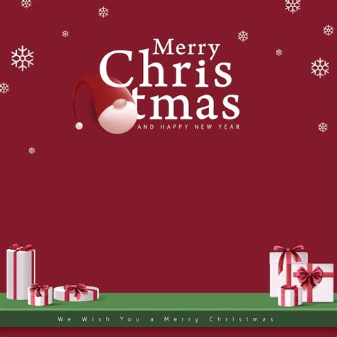 Premium Vector | Merry christmas banner studio table room product display with copy space and ...