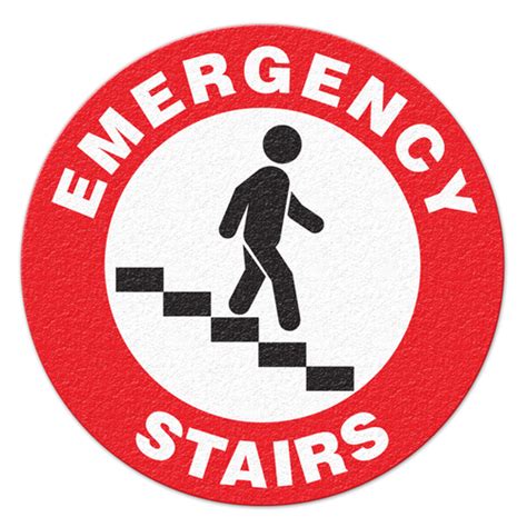 Anti-Slip Floor Sign: Emergency Stairs (17" Circle) | INCOM Manufacturing