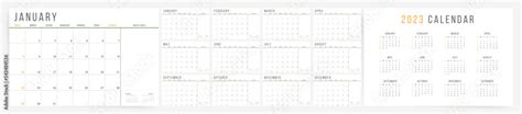 2023 calendar planner template. Annual vector corporate classic ...