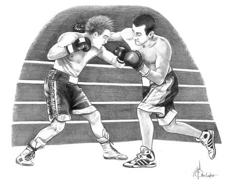 Boxing Match Drawing by Murphy Elliott