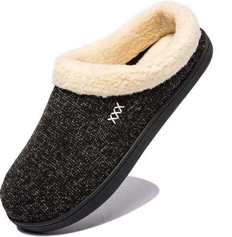 NewDenBer Men's Cozy Memory Foam Slippers with Fuzzy Plush Wool-Like ...