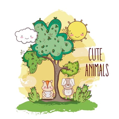 Premium Vector | Cute animals in the forest