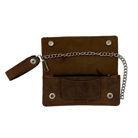 Brown Leather Trucker Wallet with Zipper and Snap Closure | Leather Unlimited