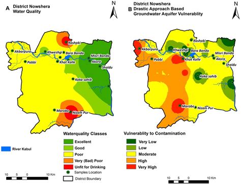 Water quality map of district Nowshera superimposed by vadose zone map ...