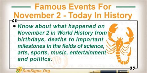 Famous Events For November 2 - Today In History - SunSigns.Org