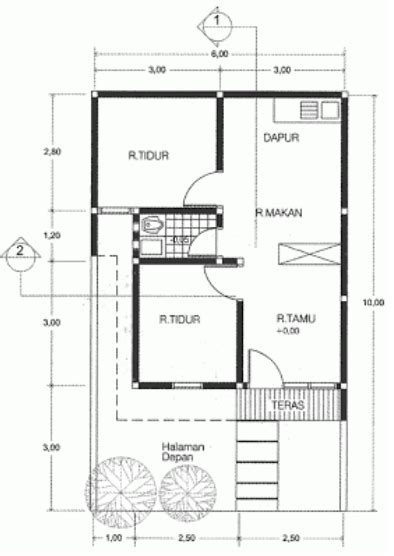 Denah Rumah Minimalis Type 21 1 lantai Terbaru 2020 - Desain Rumah