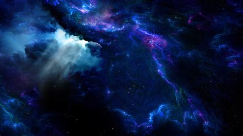 Download Wallpaper 1920x1080 Space, fantasy, art, nebula, atmosphere, glow, stars, blue Full HD ...