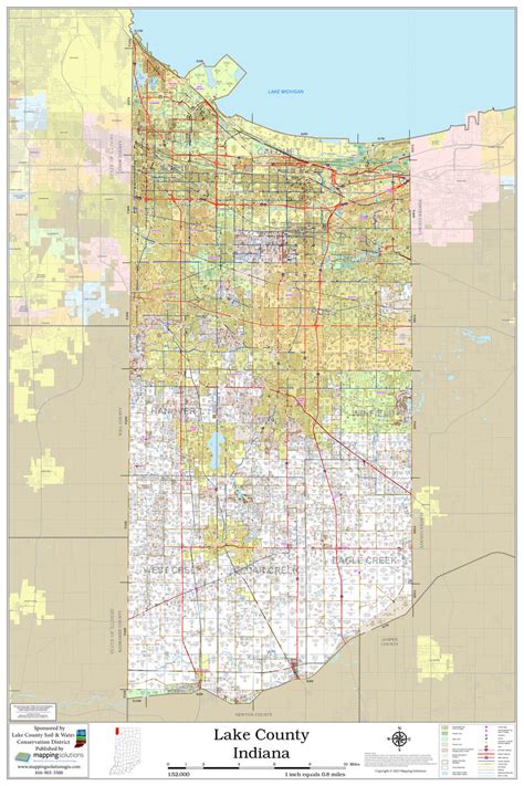 Lake County Indiana 2023 Wall Map | Mapping Solutions