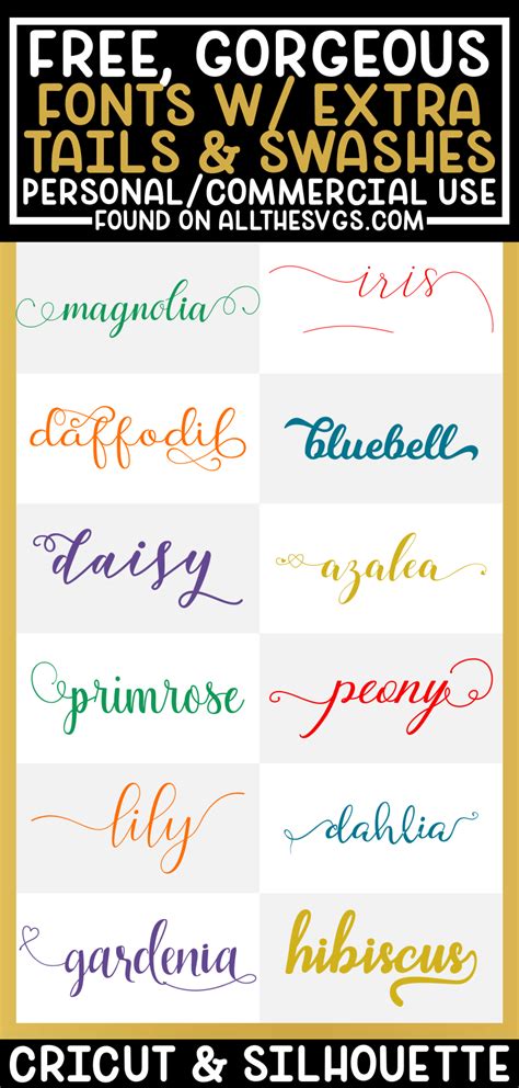 Free Fonts with Tails, Swashes, Extra Glyphs for Cricut & Silhouette (Free Commercial Use ...