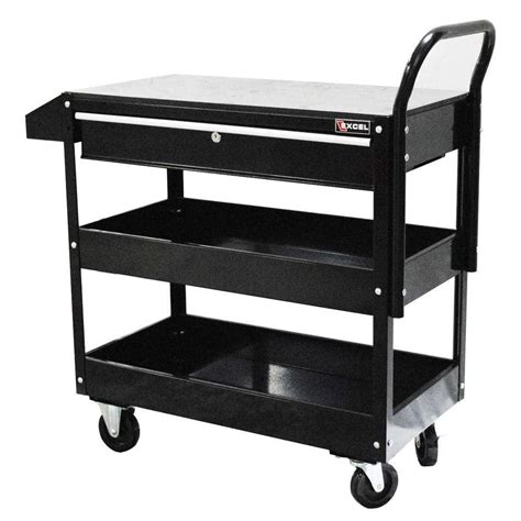 Excel 36.8 in. W x 15.6 in. D x 37.6 in. H Each Steel Tool Cart in Black-TC301C-Black - The Home ...