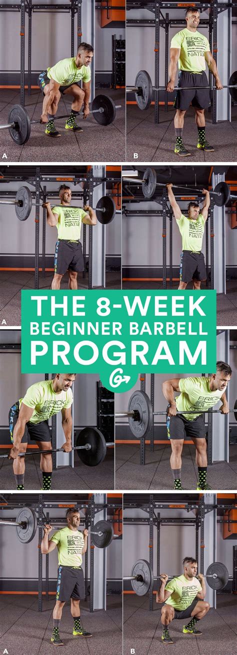 8-Week Beginner Barbell Program | Barbell workout, Barbell, Exercise