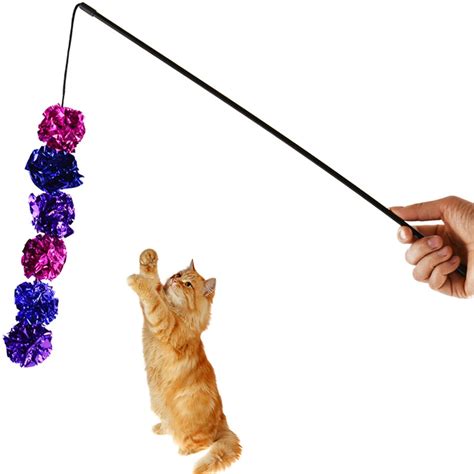 1pc Pet Cat Toy Ball String Wand Plastic Toy Cat Teaser Interactive Toys Funny Toys For Kitten ...