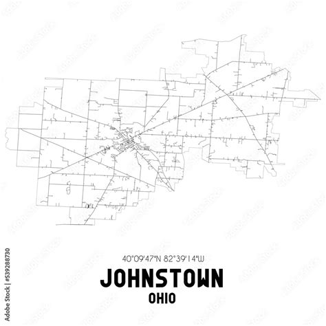 Johnstown Ohio. US street map with black and white lines. Stock ...