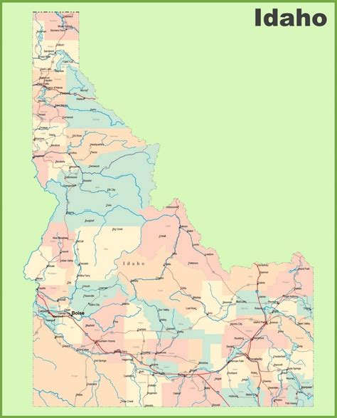 Road map of Idaho with cities and towns - Ontheworldmap.com