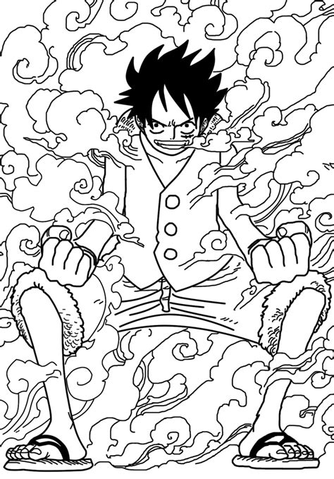 Luffy lineart by 1miia