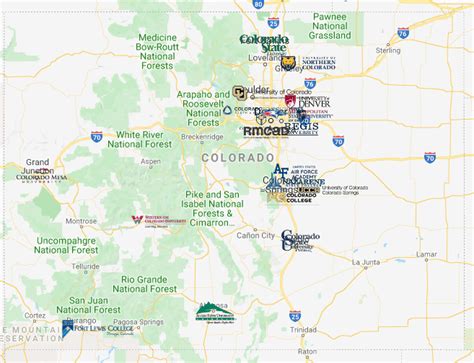 Colleges in Colorado Map | Colleges in Colorado - MyCollegeSelection