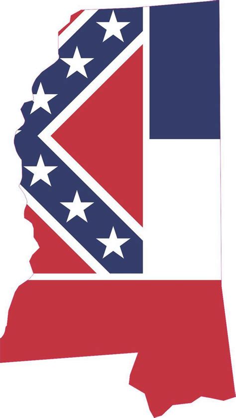 5 x 2.8 Die Cut Retired Mississippi State Flag Bumper Sticker Vinyl Window Decal