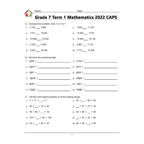 Grade 7 Term 1 Mathematics 2022 • Teacha!