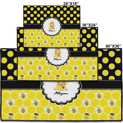 Custom Honeycomb, Bees & Polka Dots Door Mat (Personalized ...