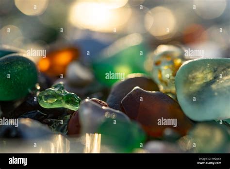 Glass beach is an attraction for travelers and tourists Stock Photo - Alamy