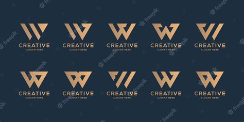 Premium Vector | Set of collection golden INITIALS W logo design template