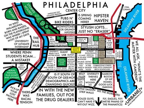 a map of philadelphia with the names and streets