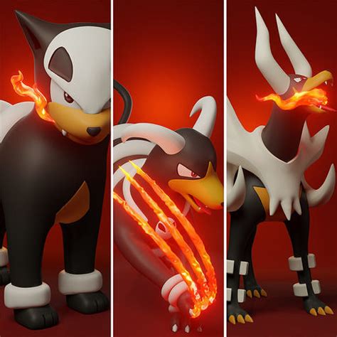 pokemon houndour evolution pack 3D model 3D printable | CGTrader