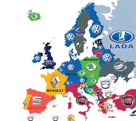 Best selling car brands in Europe in 2013 [1200x1070] (x-post r/Europe) : MapPorn