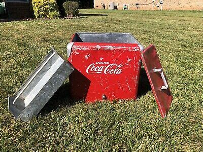 VINTAGE 1950S COCA-COLA Metal Cooler Ice Chest with Tray Progressive ...