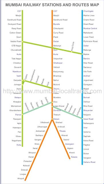 Mumbai railway stations map for local trains ~ Mumbai Trains: Local, Metro, Mono