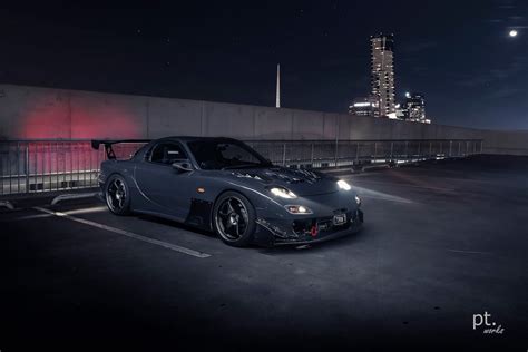 car, Mazda RX 7, Tuning, JDM, Parking, Skycrapers Wallpapers HD / Desktop and Mobile Backgrounds