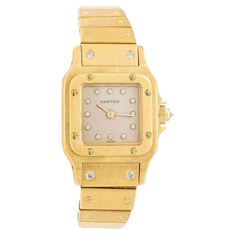 Cartier Gold and Diamond Watch For Sale at 1stDibs | cartier gold watch with diamonds