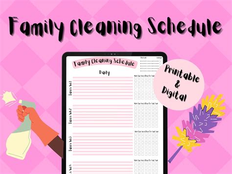 Family Cleaning Schedule House Cleaning Cleaning Chart - Etsy