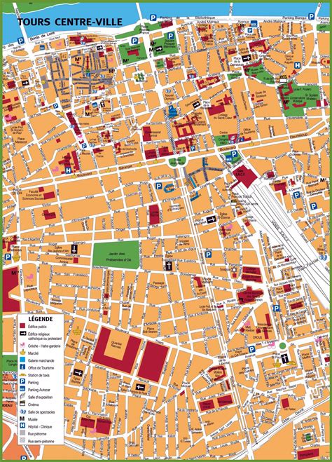 Cartes de Tours | Cartes typographiques détaillées de Tours (France) de haute qualité