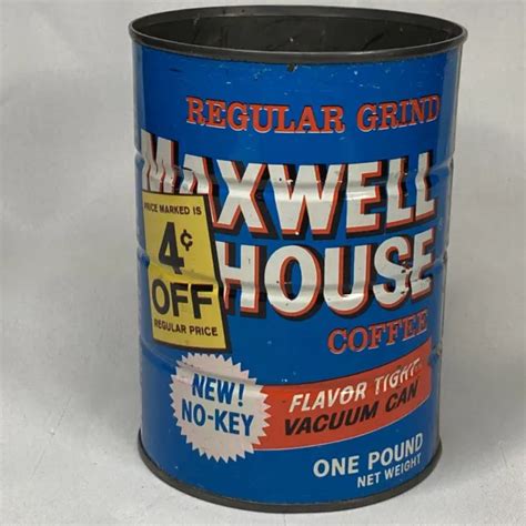 VINTAGE EMPTY MAXWELL House 1 Pound Electra-Perk Tin Can no Lid Prop ...