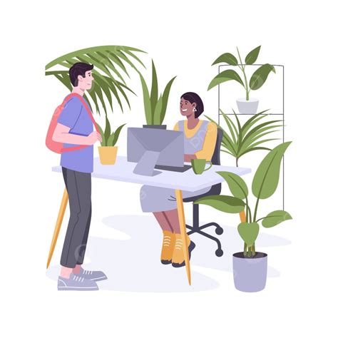 Biophilic Office Isolated Cartoon Vector Illustrations, Vertical, Workplace, Environment PNG and ...