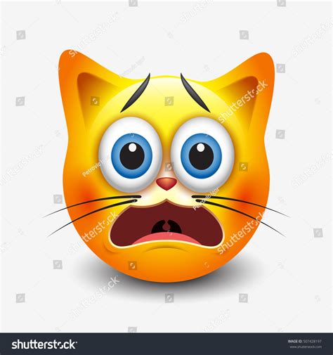 Cute Frightened Cat Emoticon Emoji Smiley: vector de stock (libre de ...