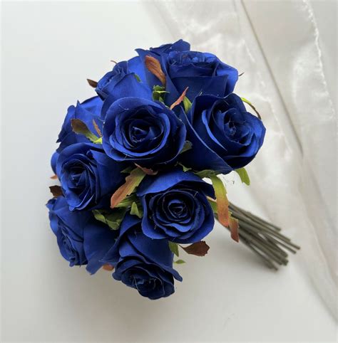 NAVY BLUE ROSES WEDDING FLOWERS BOUQUET ARTIFICIAL PRE MADE ROSE POSY BUNCH | eBay