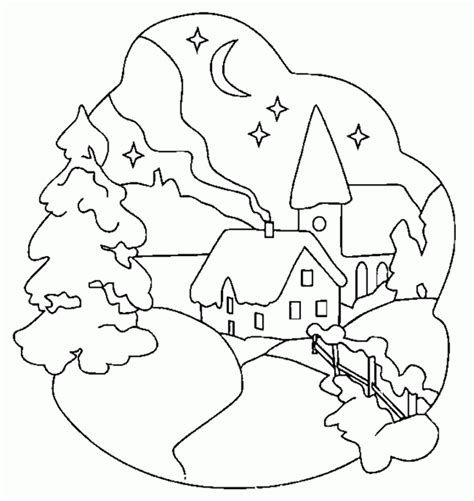 Printable Winter Scene Coloring Pages - Coloring Home