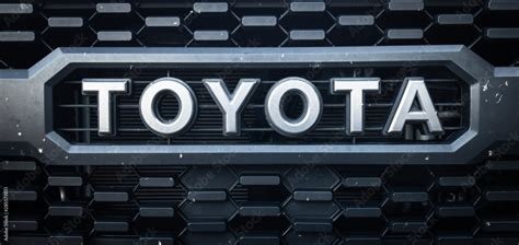 Black Toyota Logo on a Dirty Toyota Tacoma Truck Grille Stock-Foto ...