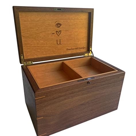 Large Size Keepsake Memory Box – Personalized – Walnut with Cherry Wood