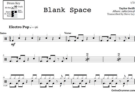 Blank Space - Taylor Swift – Drum Sheet Music | OnlineDrummer.com