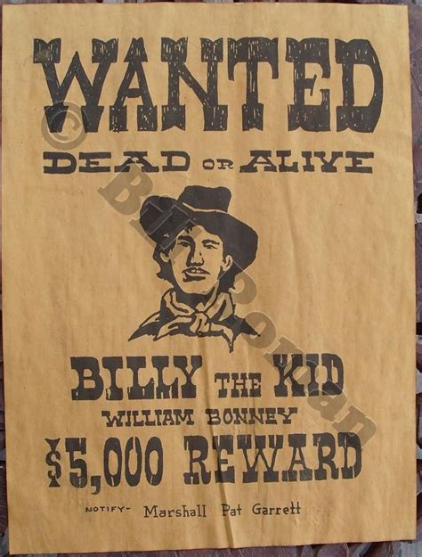 The Great White Buffalo : Billy the Kid Wanted Poster