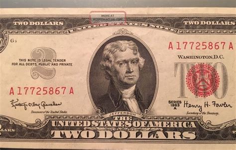 Series 1963 $2 Two Dollar Bill Red Seal United States Note Crisp ...