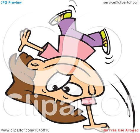 Royalty-Free (RF) Clip Art Illustration of a Cartoon Girl Doing A Cartwheel by toonaday #1045816