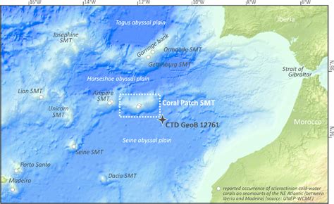 Overview map (source: GEBCO) showing seamounts (SMT) of the NE Atlantic ...