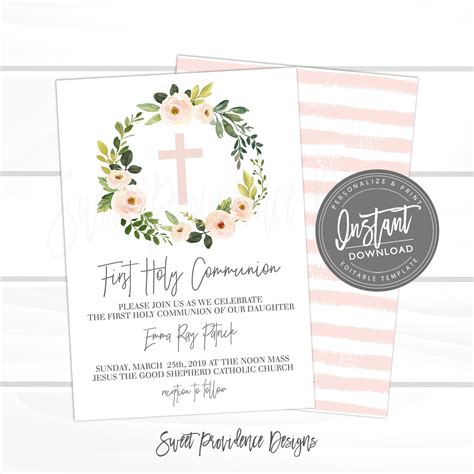 First Communion Invitations Templates Free